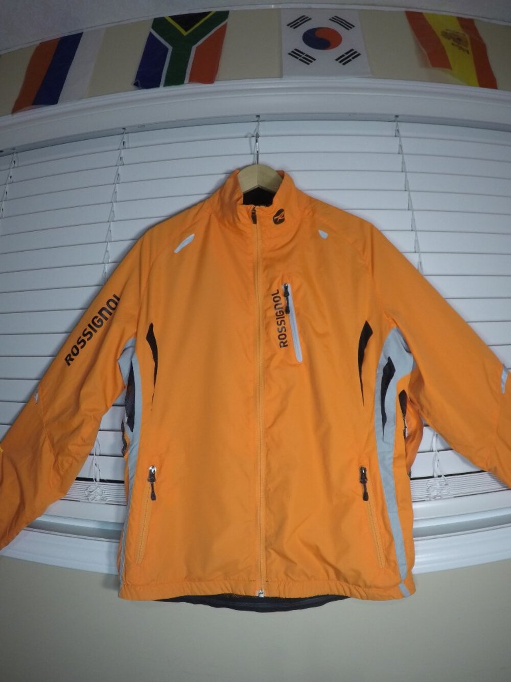 Rossignol Men's L Orange Fleece Back Wind Jacket